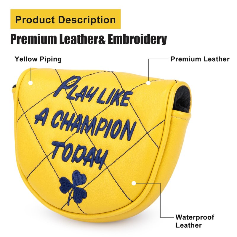 Golf Headcovers Play Like A Champion Today Golf Club Head Covers Advanced Embroidery Premium Leather Driver Headcovers Fairway Covers Hybrid Cover Mallet Putter for OZ1(for OZ1 Mallet Putter(1pcs))