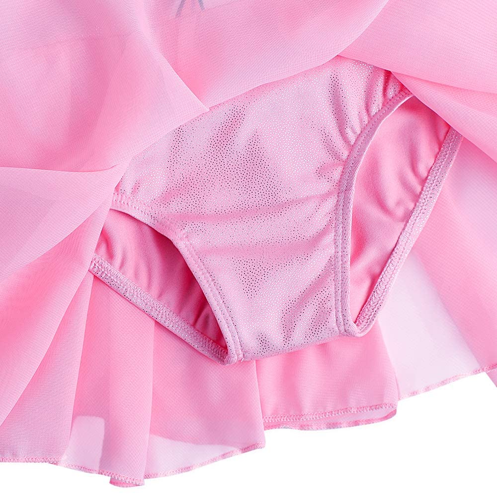 Girls Pink Gymnastics Skirted Leotards 2t 3t Ballet Tutu Dance Dress Mermaid Unicorn Gymnastic Skirt(Baby Girls/Toddler Girls/Big Girls) (Baby Pink, 100(2-3 years old))