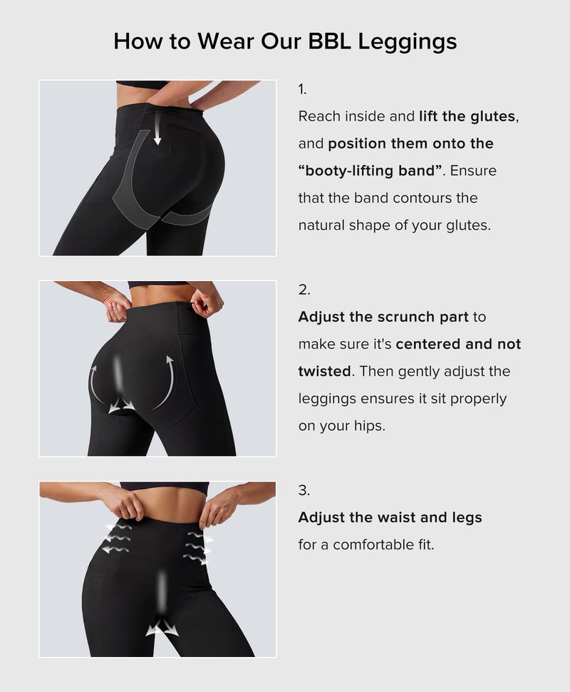 BRXL Scrunch Butt Lifting Leggings with Pockets for Women, 25" Tummy Control High Waisted No Front Seam, Compression Workout Gym Leggings Black