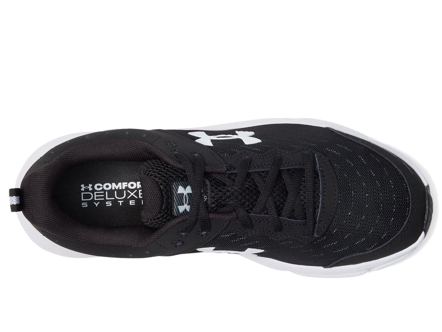 Under Armour Men's Charged Assert 10 Shoes, (001) Black/Black/White, 8 Wide