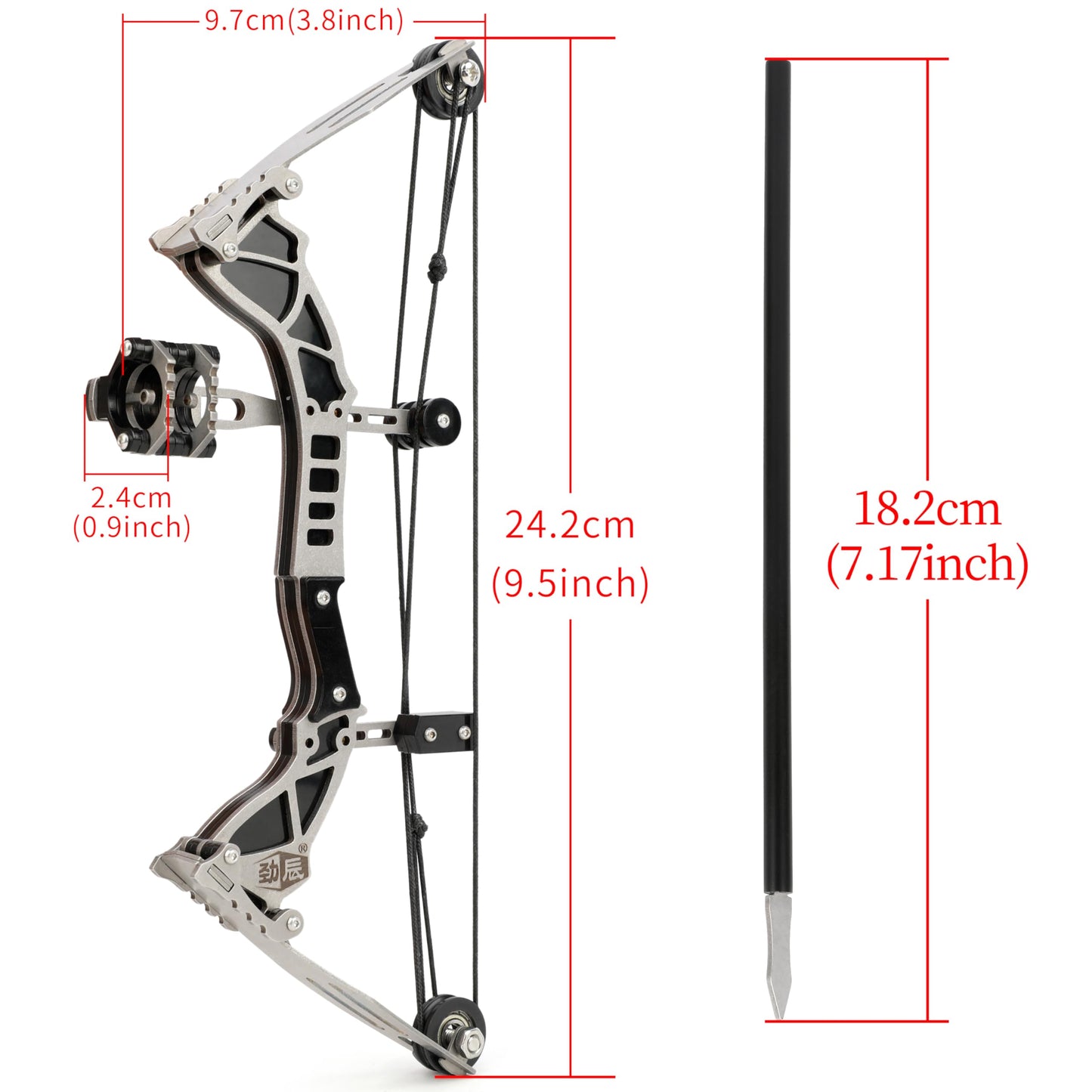 ZSHJGJR 6"/7.4"/7.9"/8.6"/8.8"/9.5" Mini Archery Bow Set Mini Compound Bow Mini Hunting Bow Right/Left Handed for Hunting Shooting Practice Archery Entertainment Fun (9.5" Bow)