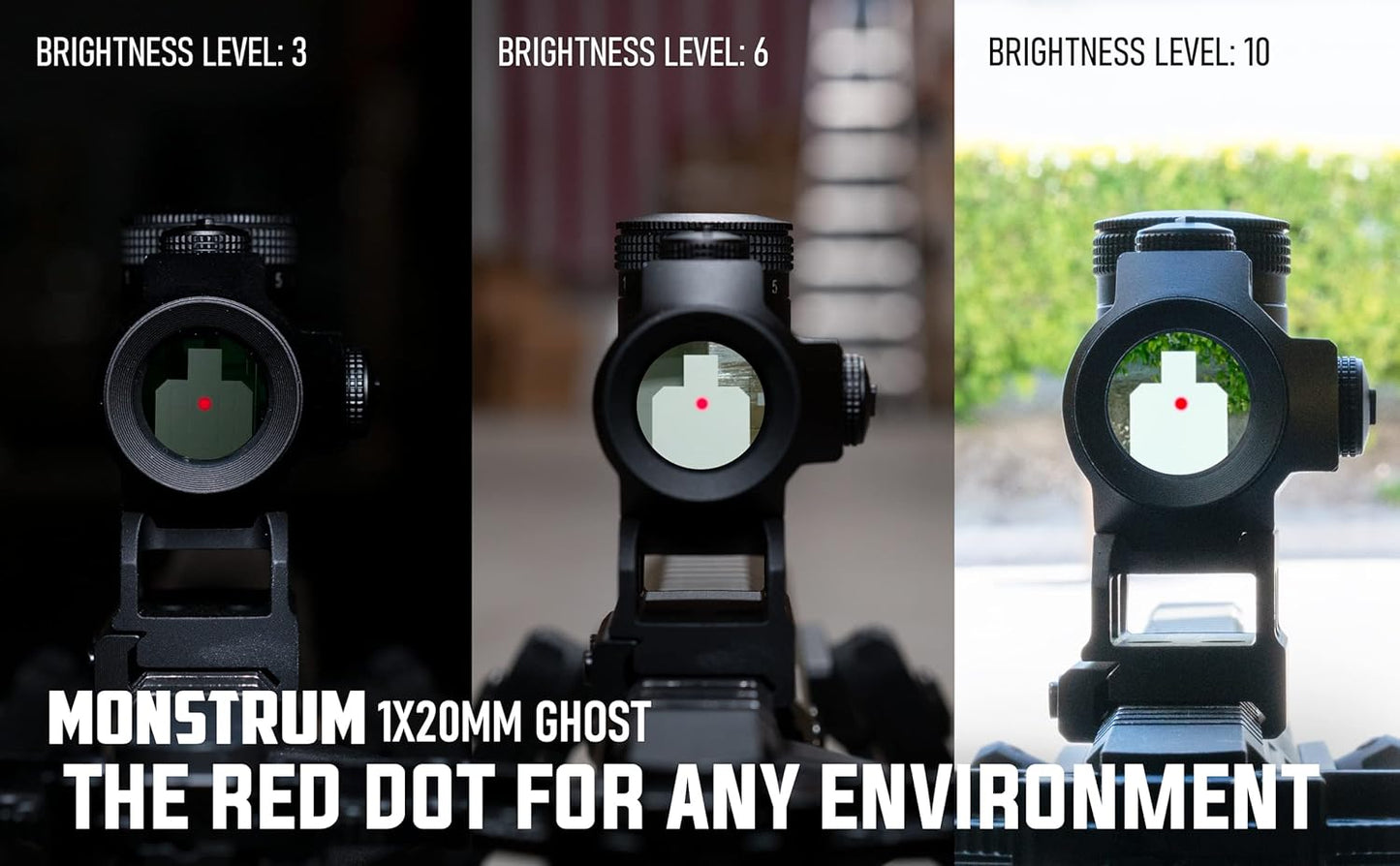 Monstrum Ghost Red Dot Sight - G3 3X Micro Magnifier with Flip to Side Mount | Tactical Optics