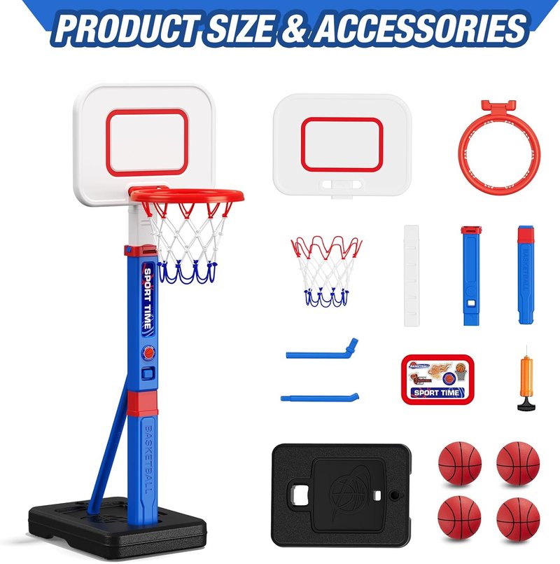Adjustable Toddler Basketball Hoop - 55" Height for Kids Aged 3-5 | Indoor/Outdoor Sport Toy Gift