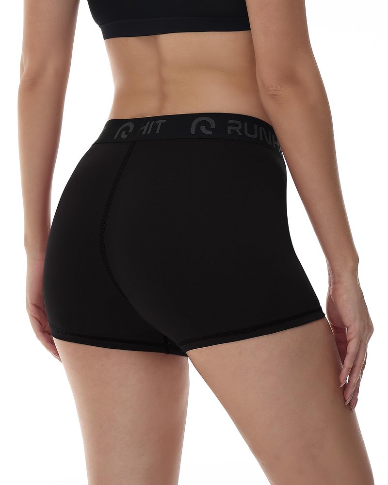 Runhit 3 Pack Compression Shorts for Women High Waisted 3" Volleyball Shorts Womens Spandex Shorts Workout Athletic Yoga Black Black Black L