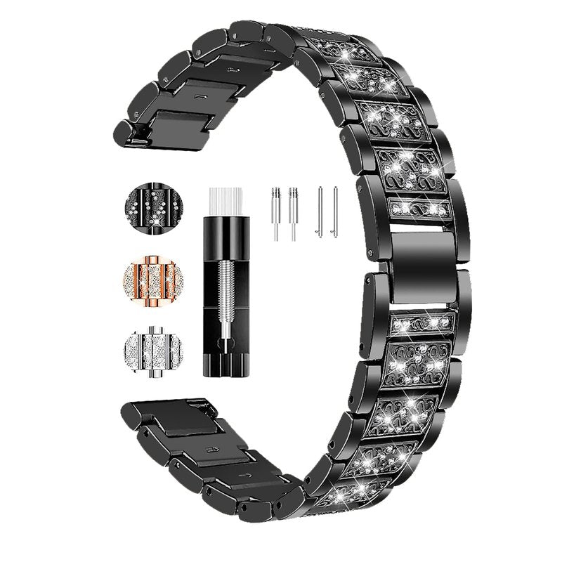 FitTurn Jewelry Bling Bands for Amazfit Bip 5 Band for Women Men, Diamond Rhinestone Bracelet Metal Strap Replacement for Amazfit Bip 5/Pace/Cheetah/Stratos 2 3/GTR 4/GTR 3/GTR 3 Pro/GTR 2/GTR 2e/GTR