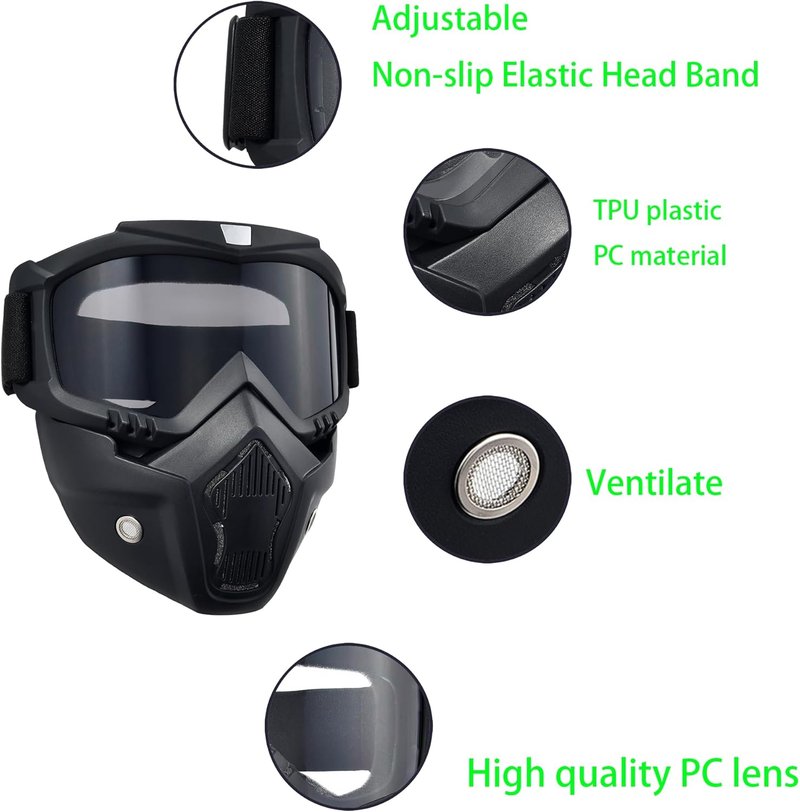 Full Face Paintball Mask - Anti-Fog Tactical Goggles with Removable Face Shield | Airsoft & Motorcycle Use