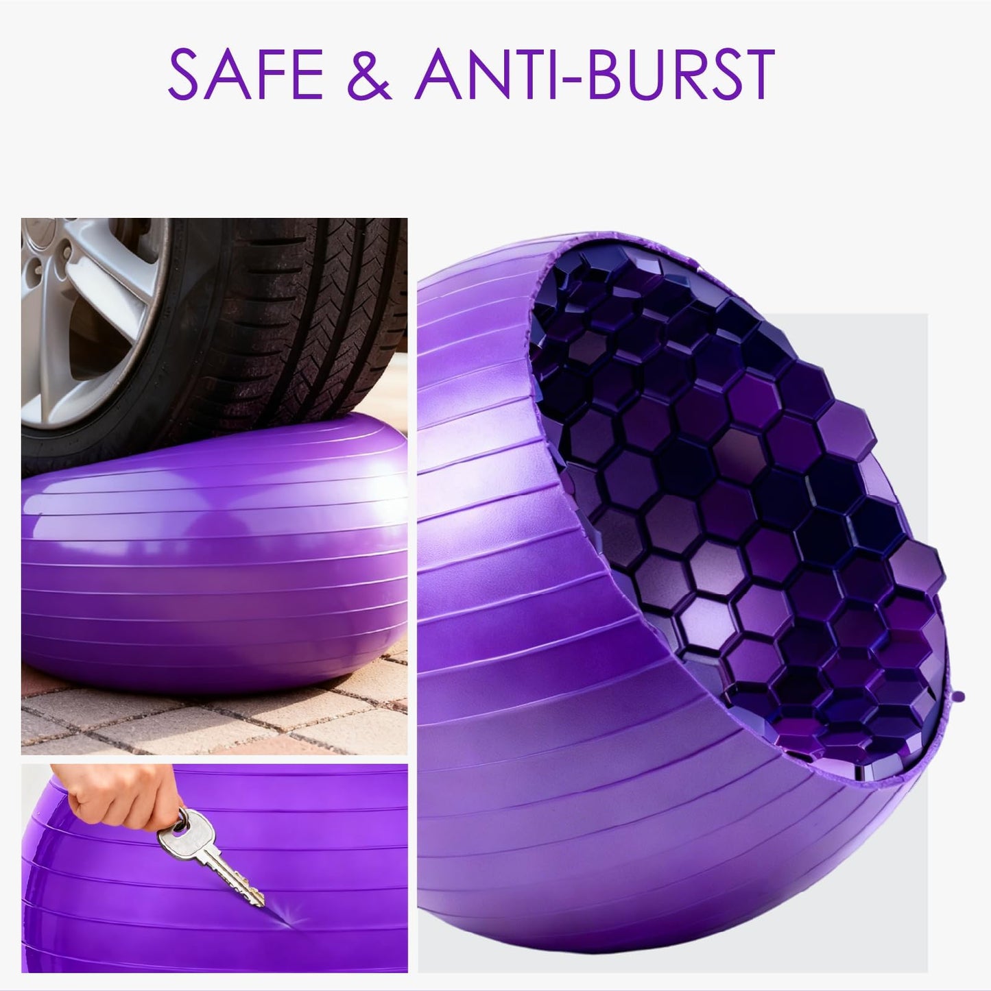 Solid Exercise Ball,High-Weight Capacity (3000 lbs) Anti-Burst Yoga Ball Chair,Swiss Ball for Pregnancy,Birthing, Fitness, Physical Therapy