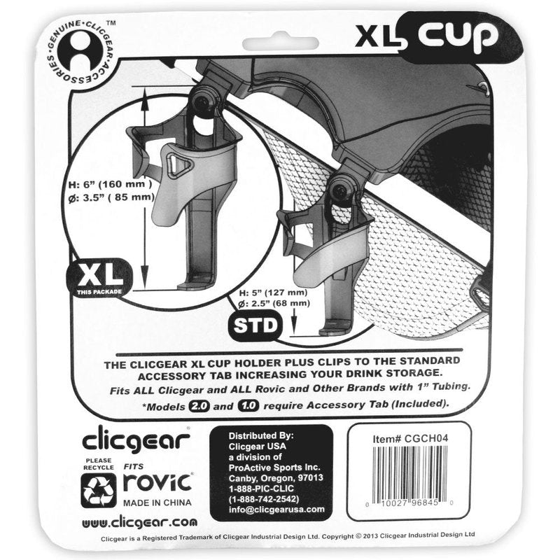 Clicgear Golf Trolley Cup Holder XL, Black