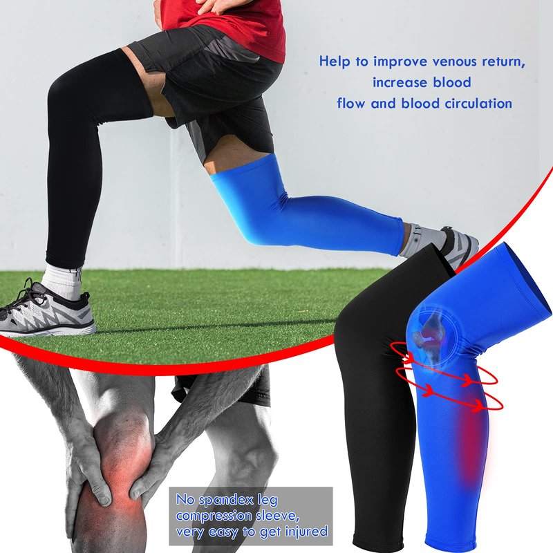 Skylety 4 Pieces Leg Sleeves Cooling Long Sleeves UV Protection for Men Women (Black, Blue, White, Red,L)