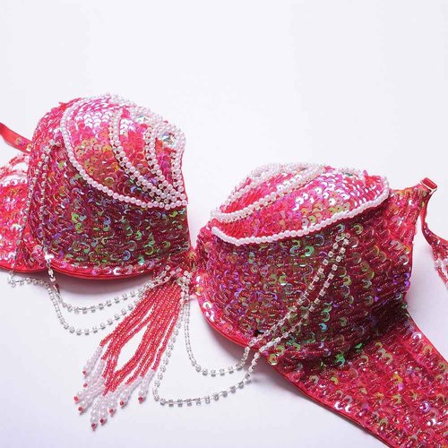 ROYAL SMEELA Belly dance Costume Set Professional For Women Carnival Bellydance Bra and Belt, Red, Medium