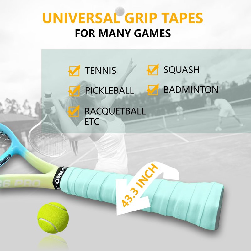 OGEENIER Tennis Racket Grip Tape, 12 Pack, Absorbent and Anti-Slip Tennis Overgrip, Precut Soft Pickleball Paddle/Badminton Wrap Grips Tape