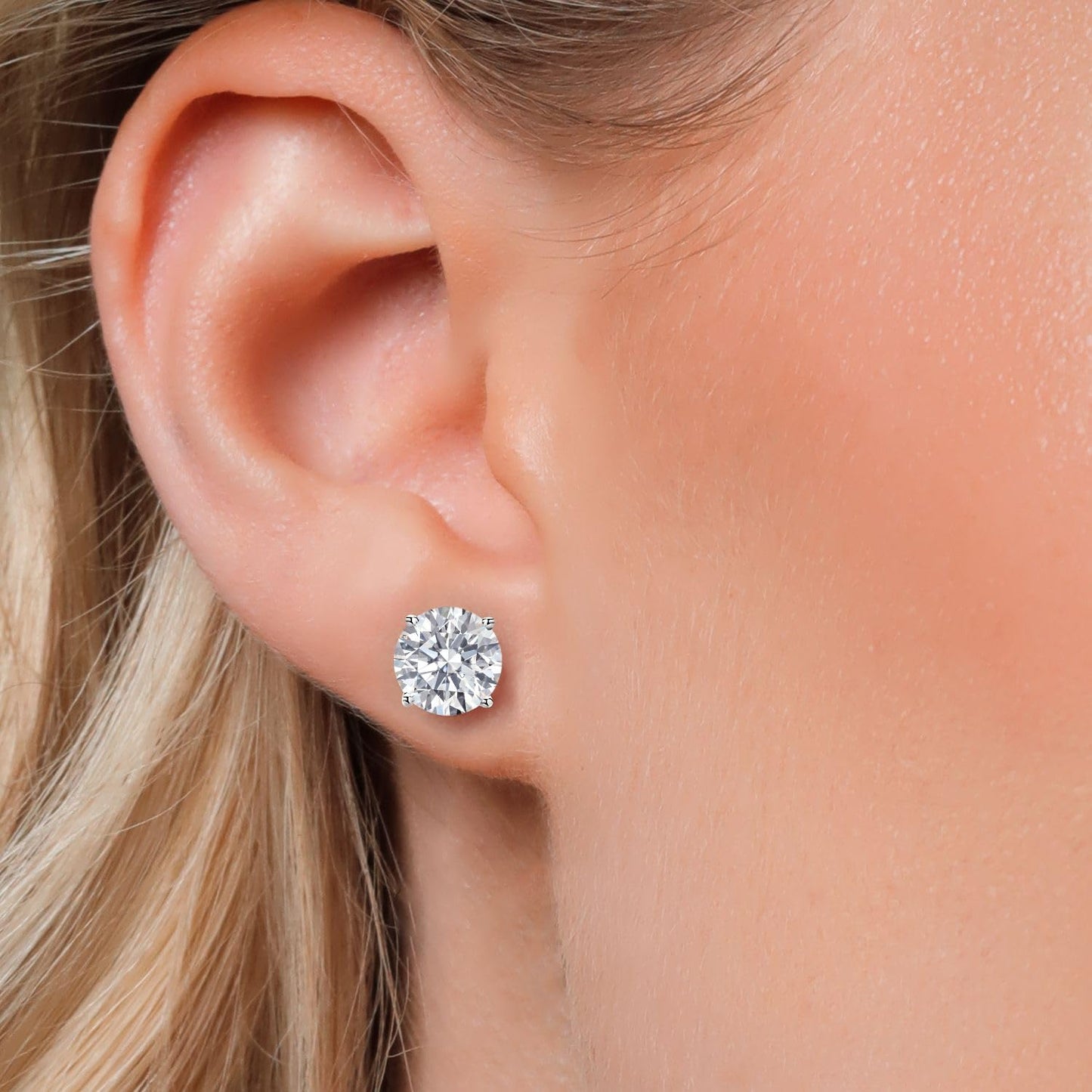 Gem Stone King 14K Gold Lab Diamond Stud Earrings, White Gold, 6 Cttw-IGI