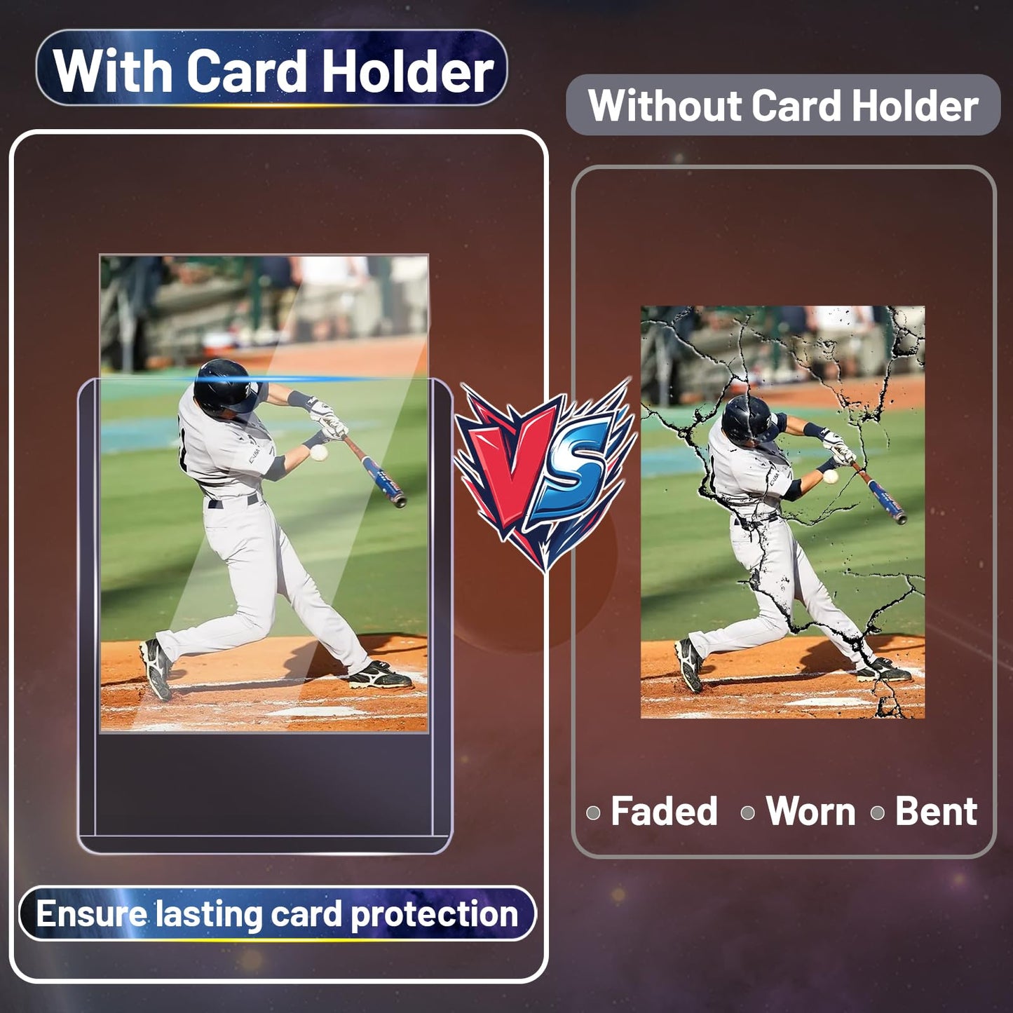 LOVFEN 1000 Hard Plastic Card Sleeves – 1000 Toploads, 35PT Baseball Card Protectors with Bend-Resistant, Rip-Proof Edges for TCG, Sports, Football & Collectible Cards