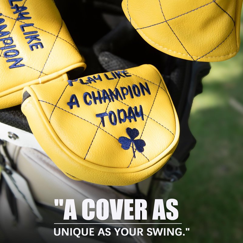 Golf Headcovers Play Like A Champion Today Golf Club Head Covers Advanced Embroidery Premium Leather Driver Headcovers Fairway Covers Hybrid Cover Mallet Putter for OZ1(for OZ1 Mallet Putter(1pcs))