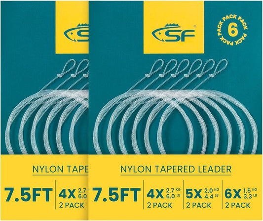 Pre-Tied Loop Fly Fishing Tapered Leader - Durable Nylon for Freshwater & Saltwater | 7.5FT to 15FT Options