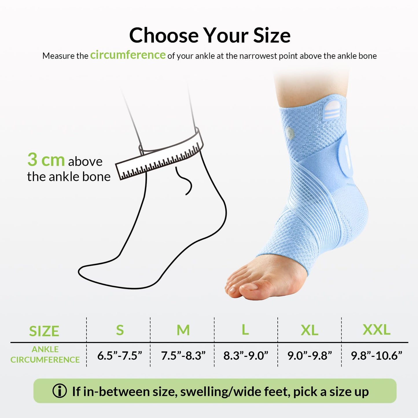 ZOELION Ankle Brace Compression Support with Removable Fishnet Strap, 3D Knit Plantar Fasciitis Relief Achilles Tendonitis Brace, Ankle Compression Sleeve for Pain Relief & Injury Healing, Blue/XXL