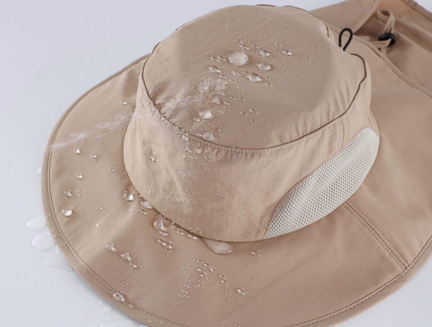Home Prefer Outdoor Mens UPF50+ Sun Hat Wide Brim Fishing Hat with Neck Flap (Milky Khaki)