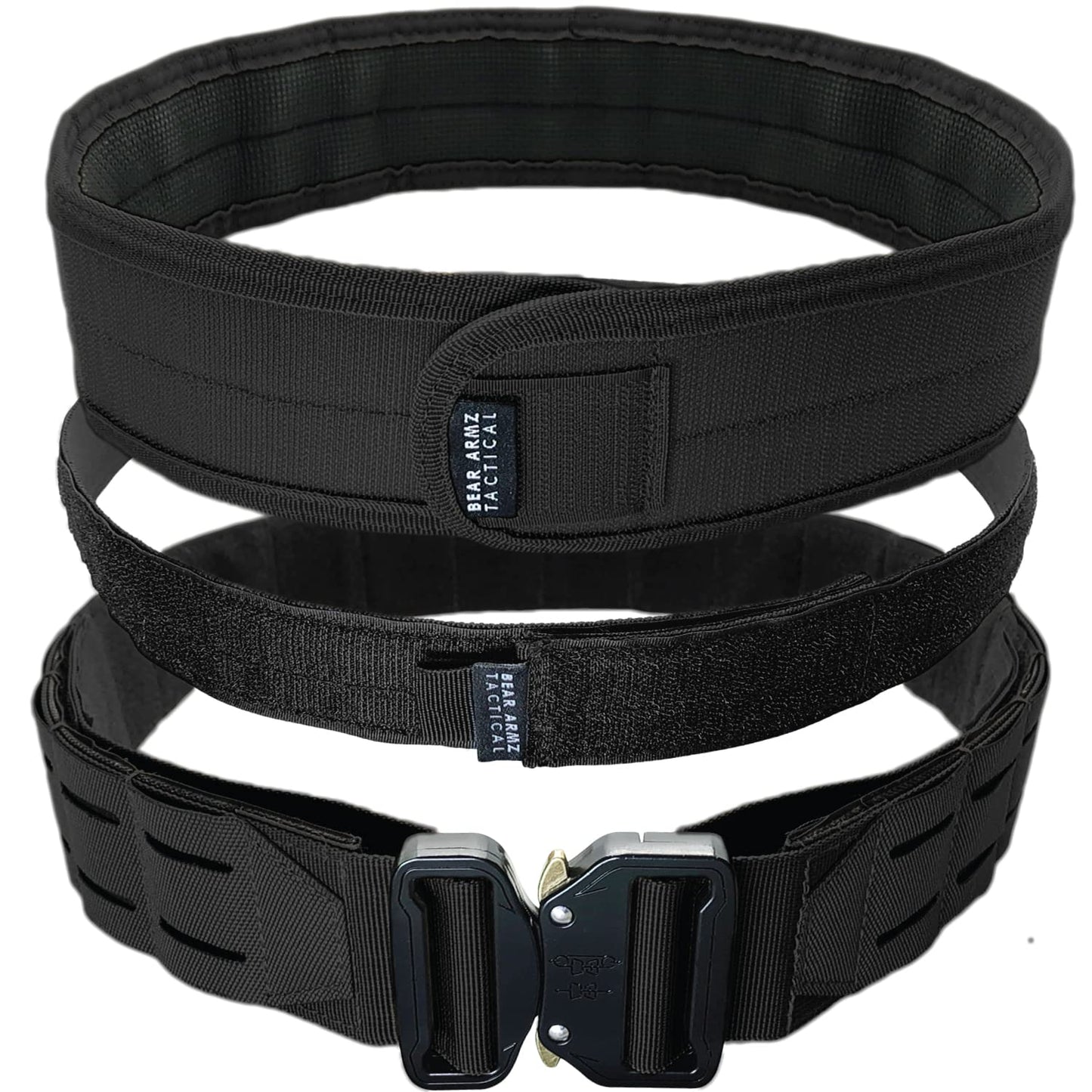 Bear Armz Tactical Battle Belt | Heavy Duty Nylon Belts | Molle Riggers Belt | American Company (Tactical Black, M- Medium)