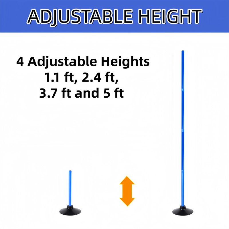 6 Pack Soccer Agility Training Poles, 5 FT Adjustable Speed and Agility Training Equipment for Football/Basketball/ Dog Practice, Bending Poles for Horses with Rubber Bases and Carry Bag (Blue)