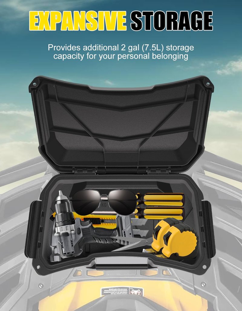 XATVXUTV Removable Cargo Storage Box for Can Am Outlander, 2 GAL(7.5L) Front Rear Storage Bin Waterproof Back Seat Rack Box for Can-Am Outlander L MAX 6X6 Accessories, ATV Replace OEM #708200408