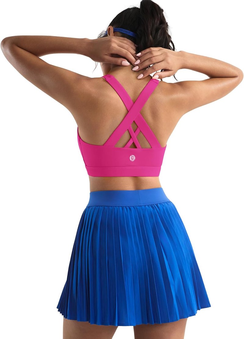 Running Girl Sports Bras for Women - Padded Criss-Cross Back Medium Support with Removable Cups