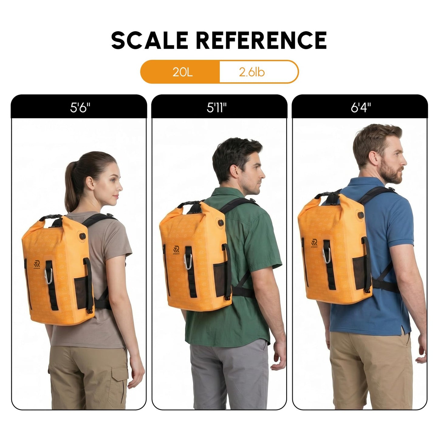 RIVONOVA Premium Roll Top Closure Cooler Backpack 20L Orange