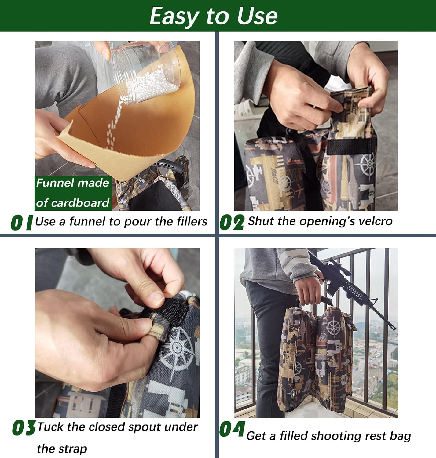Shooting Rest Bag - Waterproof Oxford Sandbags for Rifles | Durable Portable Shooting Bench Holders