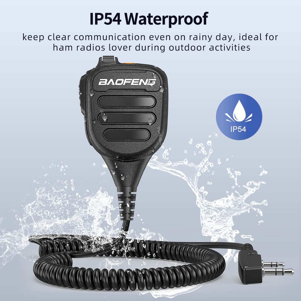 Baofeng Walkie Talkie Handheld Heavy Speaker BF-850 IP54 Waterproof Volume Adjustable Speaker Mic,Shoulder Microphone for BaoFeng UV-5R BF-F8HP UV-S9 Plus BF-888S,Kenwood BTECH Retevis Two Way Radio