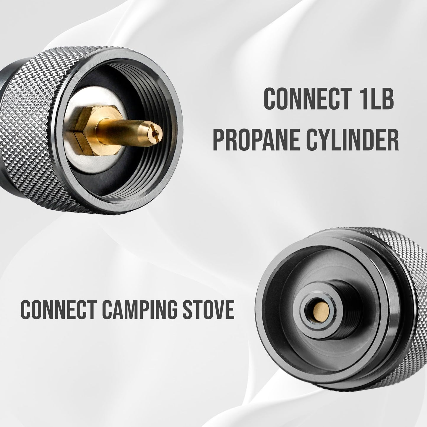 Onlyfire Camping Stove Adapter 2-Pack, Camping Backpacking Stove Convert Connector 1LB Outdoor Propane Small Tank Input EN417 Lindal Valve Output, Camp Fuel Refill Adapter for Outdoor Backpack Hiking