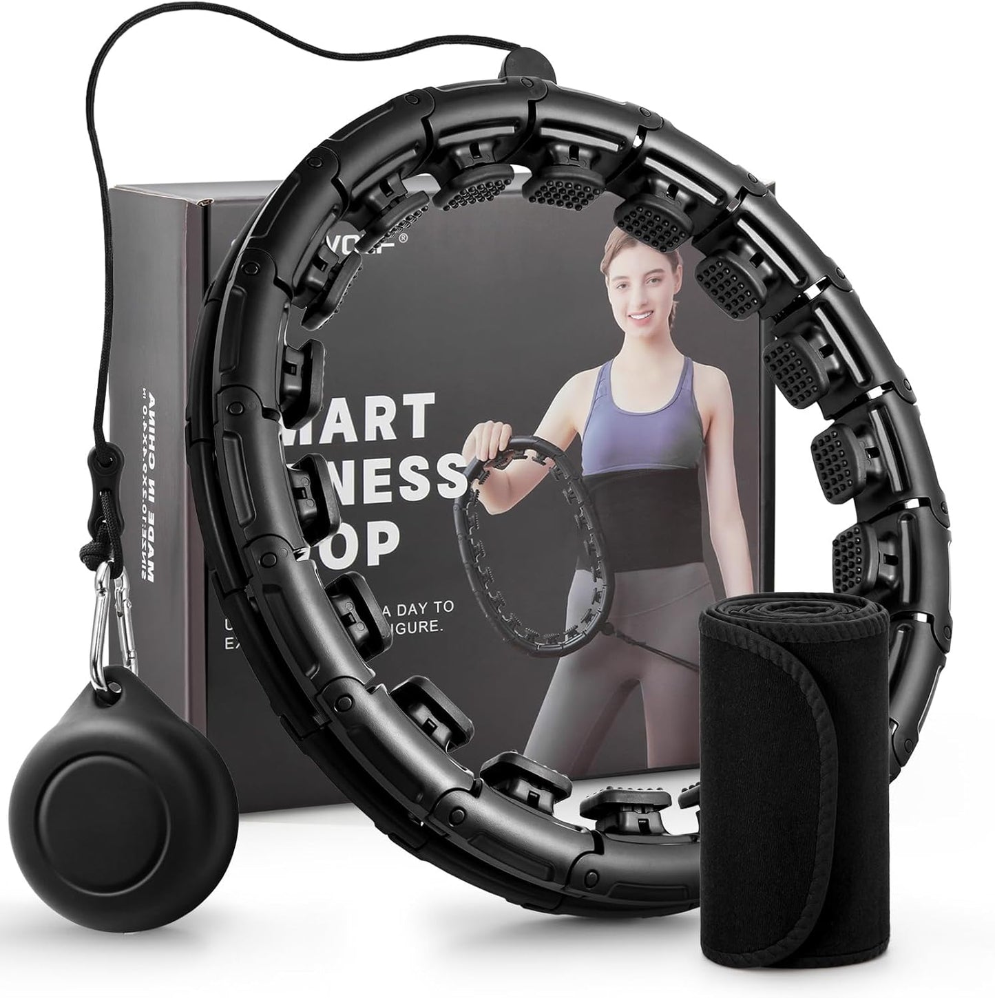Weighted Fit Hoop for Adults - Plus Size Smart Fitness Hoop with Extra Sweat Belt | 32 Detachable Links for Effective Weight Loss & Massage