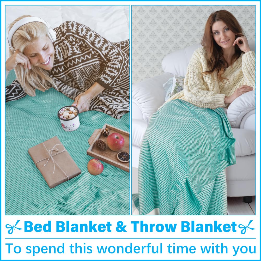 Vikumond Turkish Beach Towel Blanket,Oversized 88x82 Inch,Quick Dry,Teal