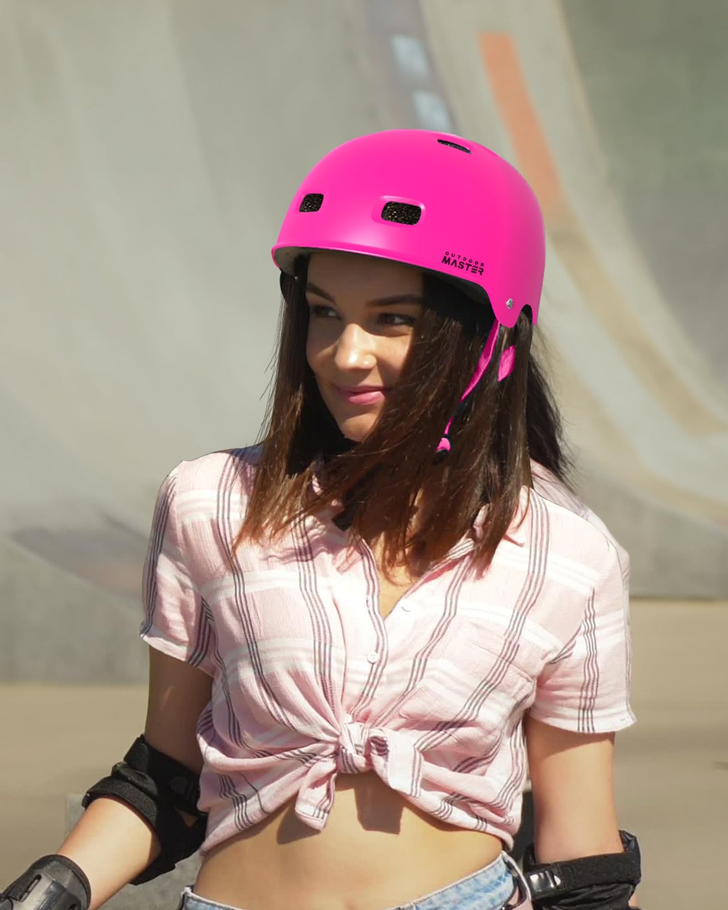 OutdoorMaster Skateboard Cycling Helmet - Two Removable Liners Ventilation Multi-Sport Scooter Roller Skate Inline Skating for Kids, Youth & Adults - S - Pink