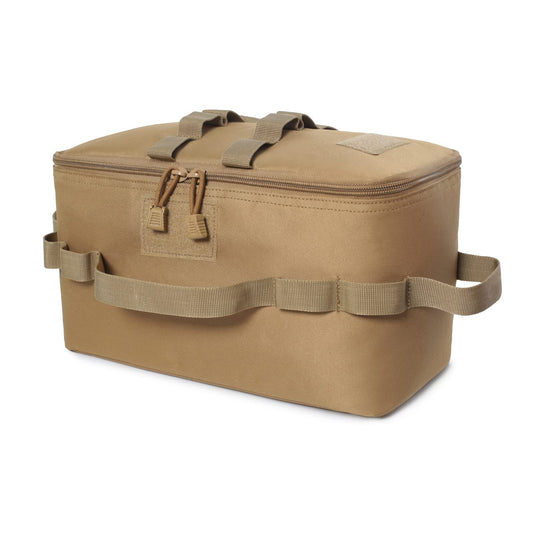 Tactical Camping Storage Bag 11L Tactical Utility Tote Bag Camping Cookware Organizer Trunk Organizer with Shoulder Strap (Tan)