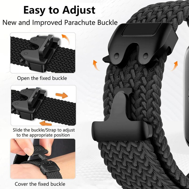 Issinlky Nylon Braided band Compatible with Fitbit Charge 6/5, Elastic Band for Fitbit Charge 5/6 Women Men