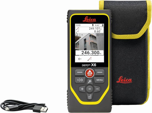 Leica Disto X6 Laser Rangefinder - 800ft Range, 4X Zoom, Bluetooth, IP65 Waterproof | Smart Features & Durable Design