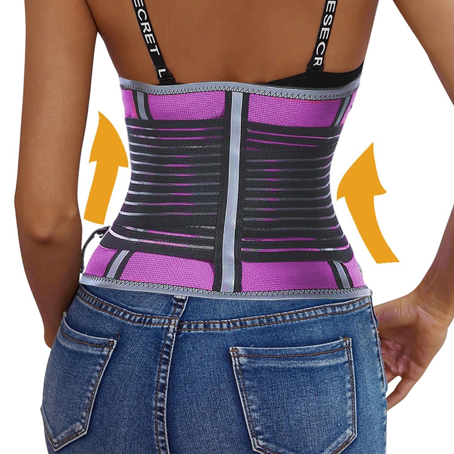 Finlin Women's Waist Trainer Slimmer Waist Trimmer Back Support Belt Weight Loss Exercise Fitness Enhance Sweating Effect Purple