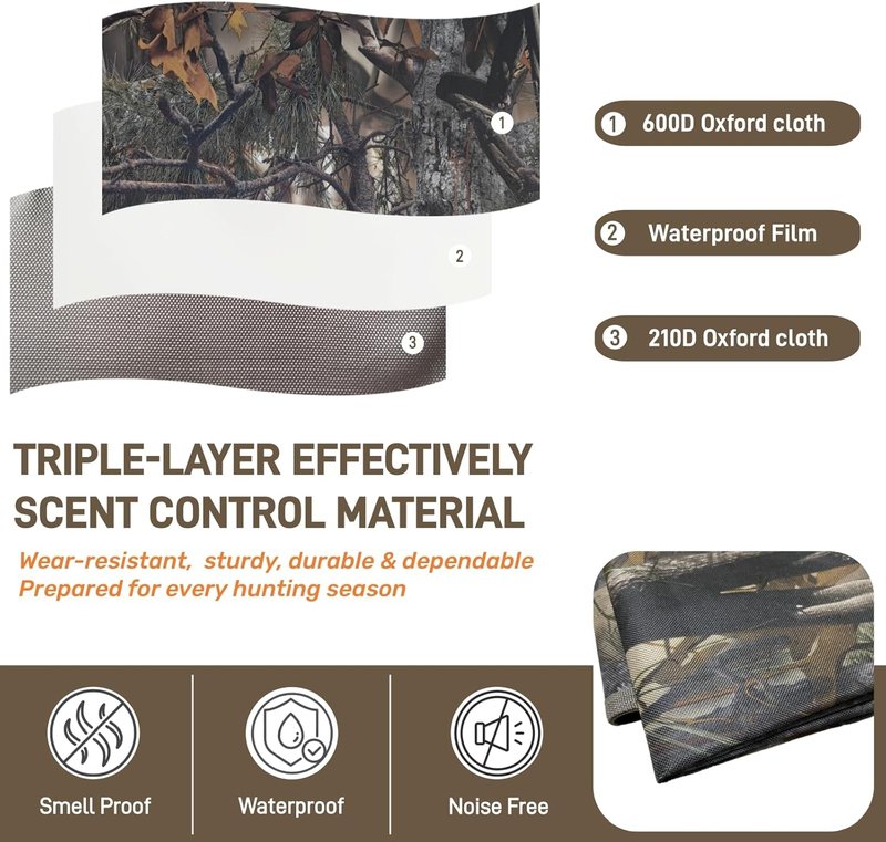 Scent Control Bag - Large 33x25 Inch Waterproof Scent Proof Storage for Hunting Gear | Leaf Camouflage
