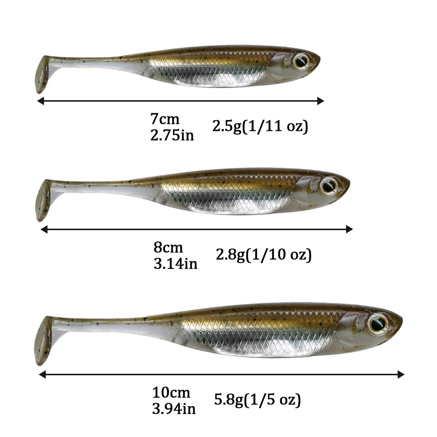 QualyQualy Soft Plastic Swimbait Paddle Tail Soft Lures 3.94" Shad Lure Shad Bait Bass Bait Shad Minnow Soft Swim Bait for Bass Trout Walleye Crappie Pike (5#, 3.94in - 5Pcs)