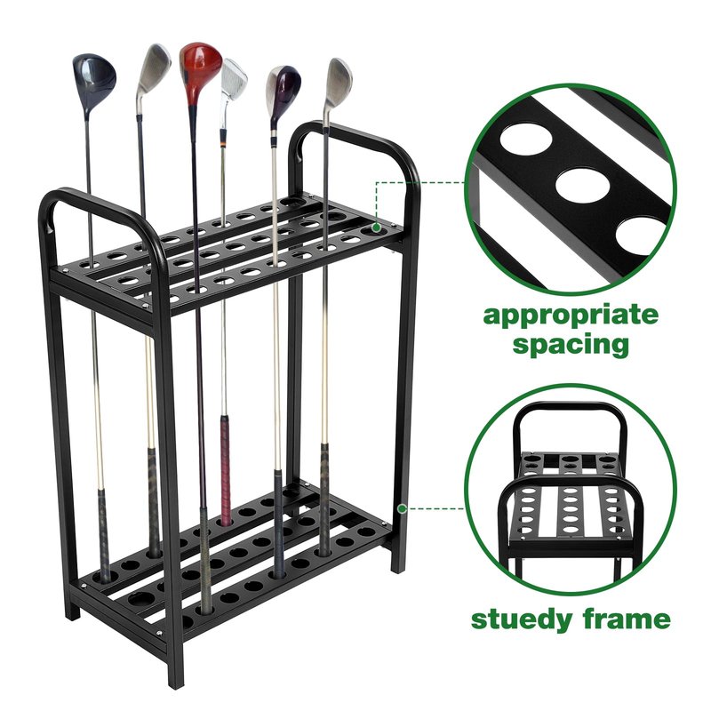 Hicarer 27 Hole Golf Club Holder Metal Golf Club Organizer Stand Rack Putter Stand Display for Indoor and Outdoor Use Home, Black