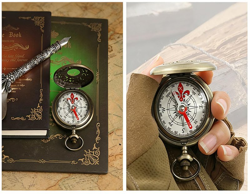 aiGear Retro Pocket Compass, Copper Alloy Compact Portable Waterproof Design for Hiking, Climbing, Camping, Collection and Gift