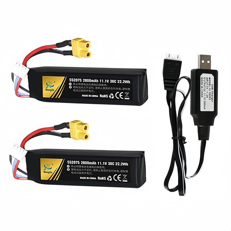 Cecicebb Airsoft Lipo Battery 11.1V 2000mAh with XT30 Connector for Airsoft Gun Rechargeable Batteries 2 Pack with 3S Charging Cable