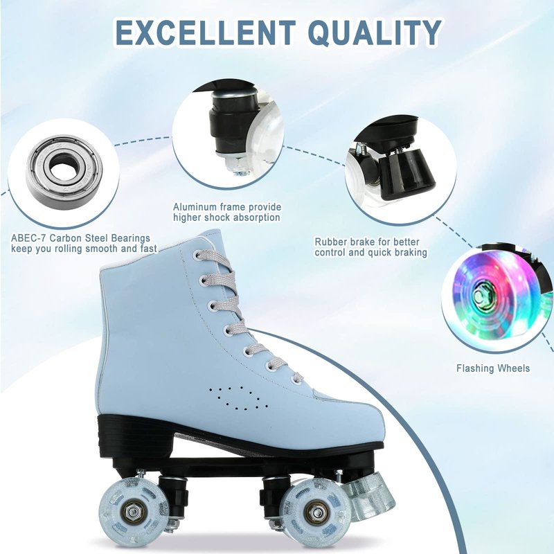 Jessie Women's Frosted Toddler Holographic Roller Skates for Girls & Adults, Indoor & Outdoor