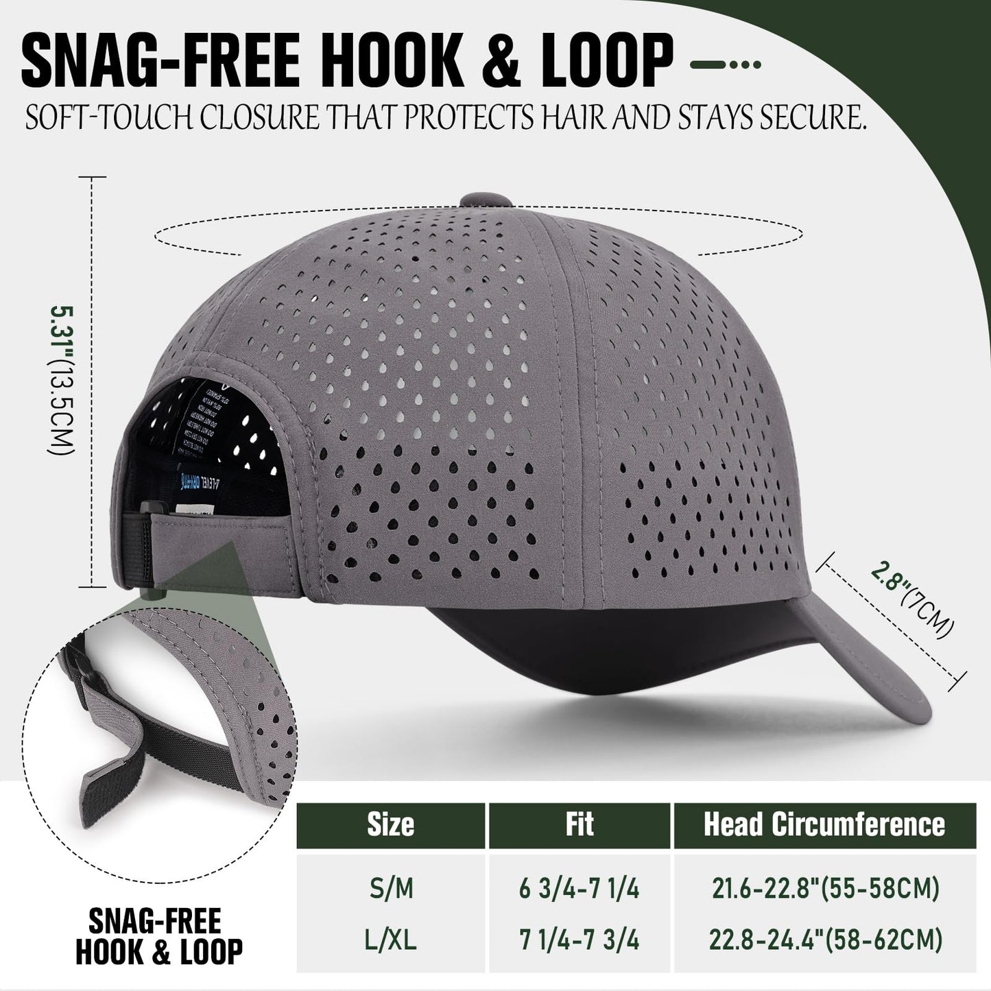 AOPREL Baseball Cap Breathable Mesh Golf Hat Quick Dry Adjustable Baseball Hats for Men and Women Sport Running Workout Grey