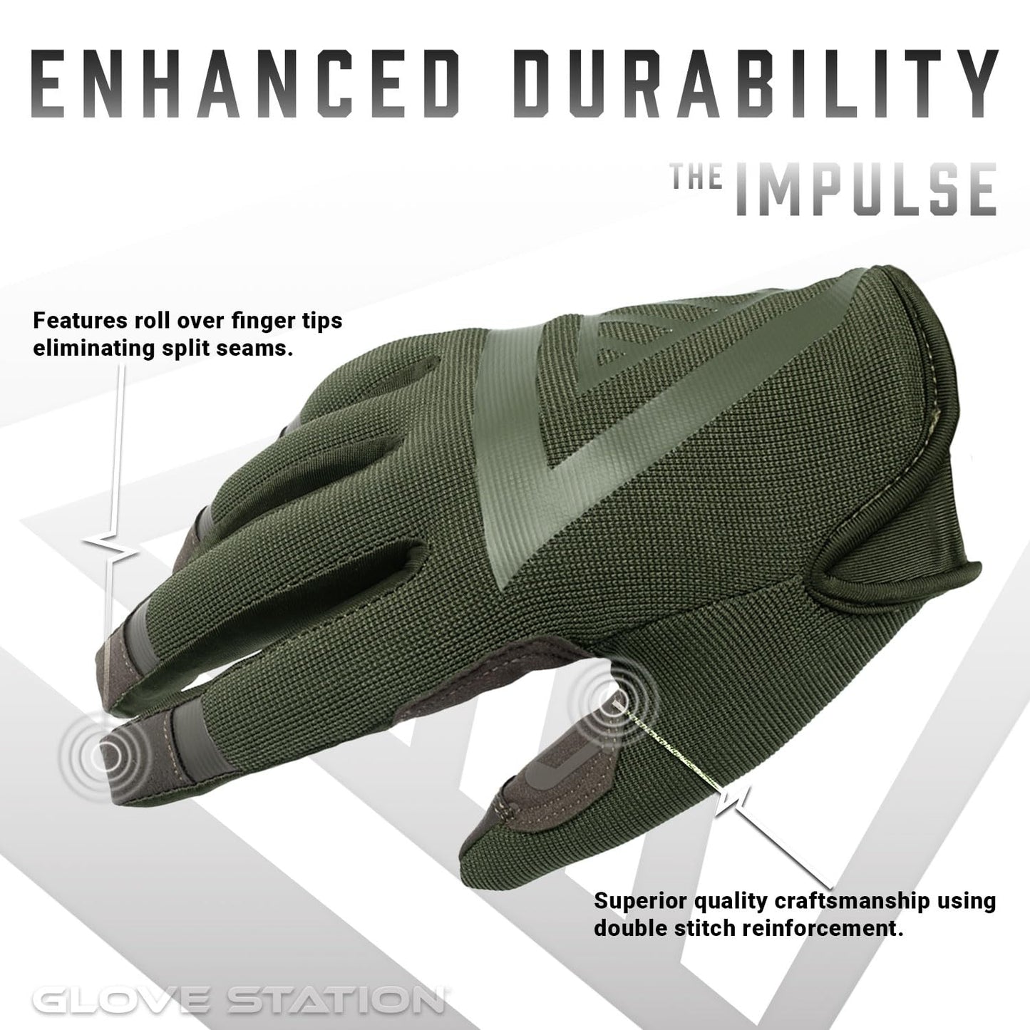 Glove Station The Impulse Gloves for Men with Touchscreen Compatibility – Suede Leather & Spandex Gloves for Motorcycle, Airsoft, Paintball & Work Use – XL, Green