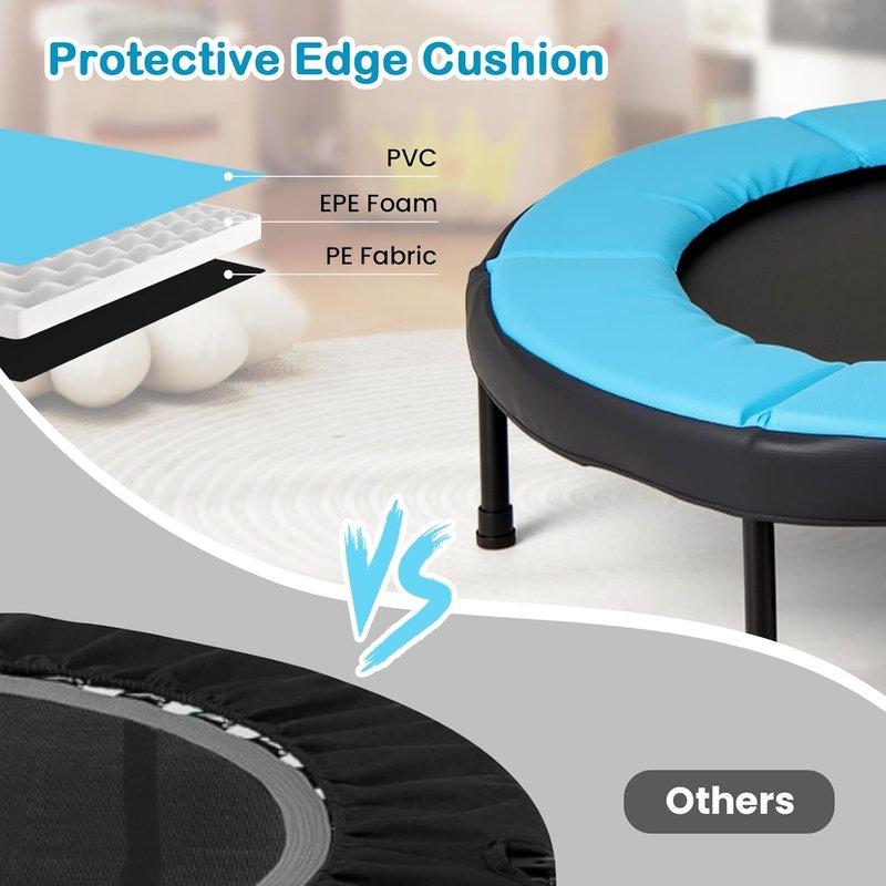GYMAX Mini Fitness Trampoline - 40" Rebounder with Detachable Handle & Safety Foam Pad | Indoor/Outdoor Exercise for Kids & Adults