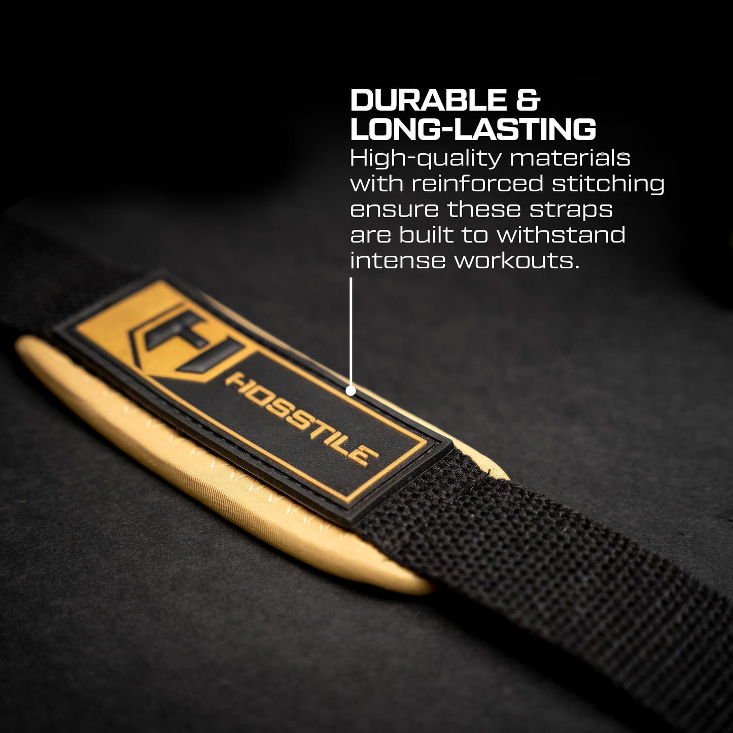 HOSSTILE Padded Lifting Wrist Straps (Pair) - Reinforced Support for Powerlifting, Bodybuilding, Gym Workouts, Strength Training, Deadlifts & Fitness Workouts - Extra Long, Durable, Adjustable