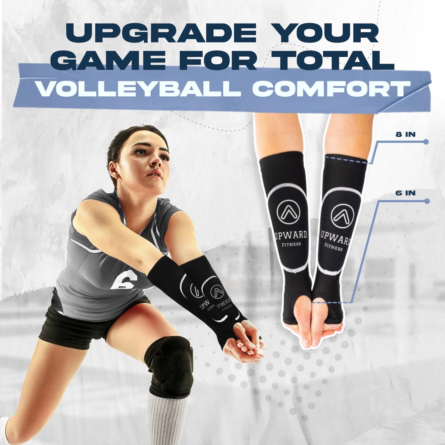 Upward Fitness-Volleyball Padded Passing Sleeves, Arm and Wrist Protection With Thumbhole, for Girls and Boys (M/L Black)