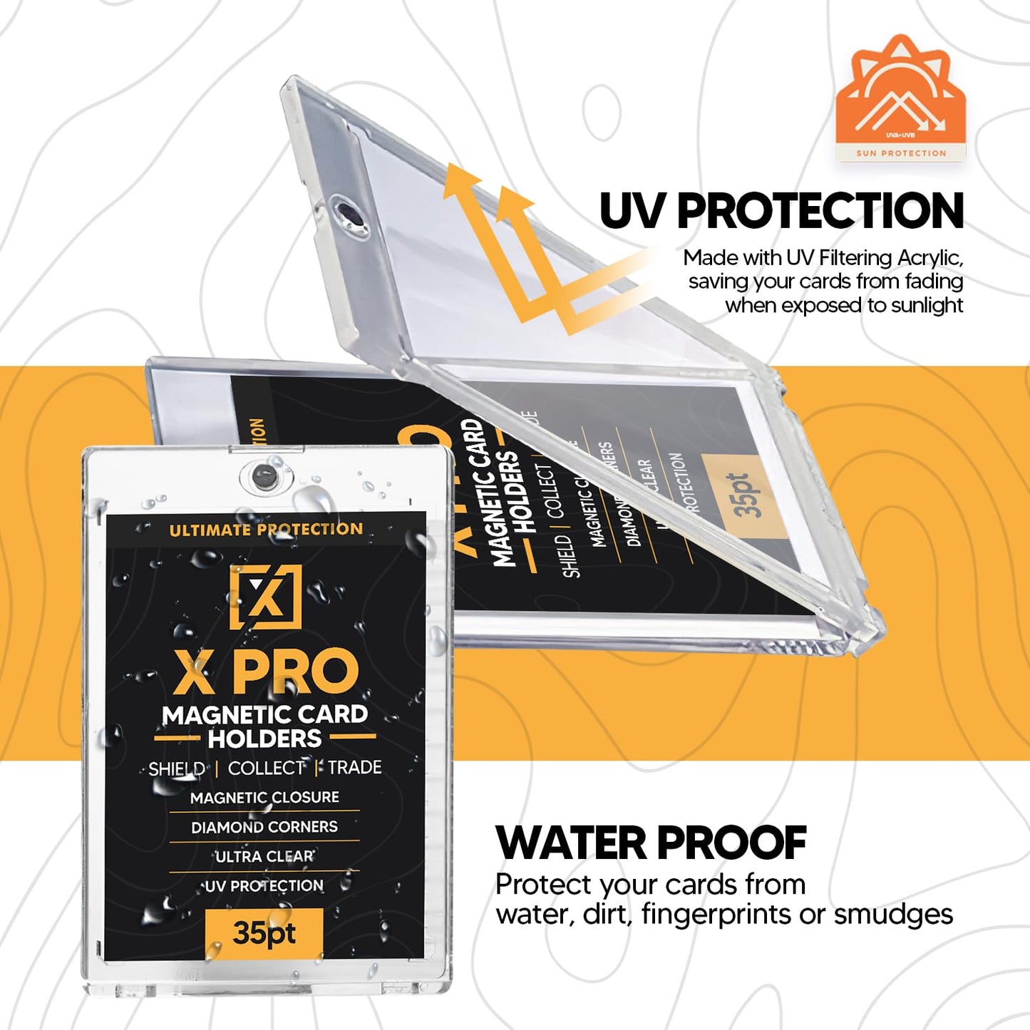 X PRO 35PT Magnetic Card Holder [15/25 Pack] - One Touch Card Holder | Trading Card Protectors | Baseball Card Protectors | Trading Card Case | Cleaning Cloth Included