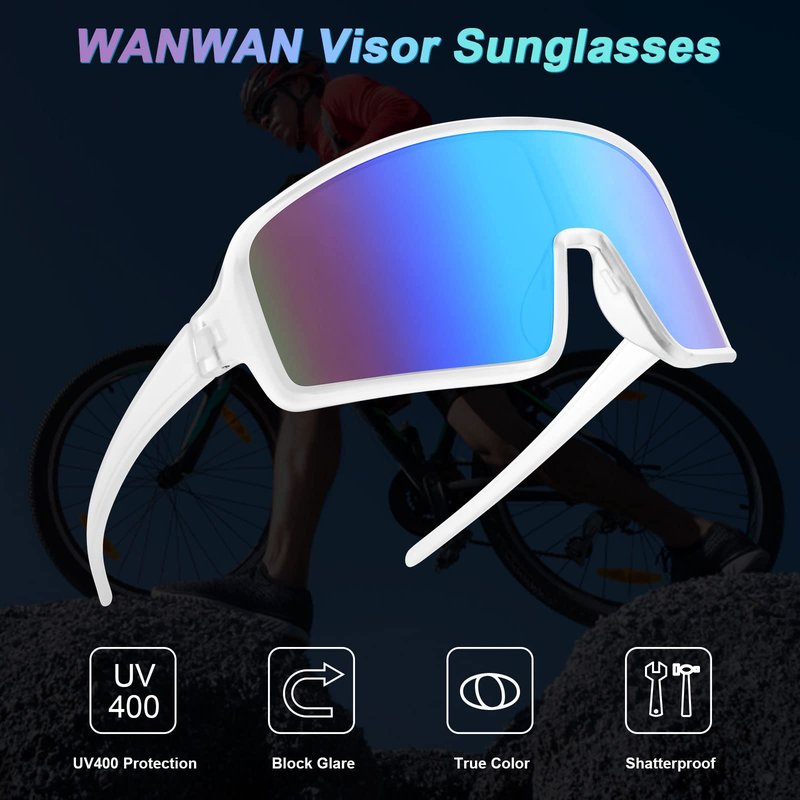 WANWAN Men and Women's Sunglasses, Cycling Sports Glasses 80s Baseball Glasses for Youth Kids Teens