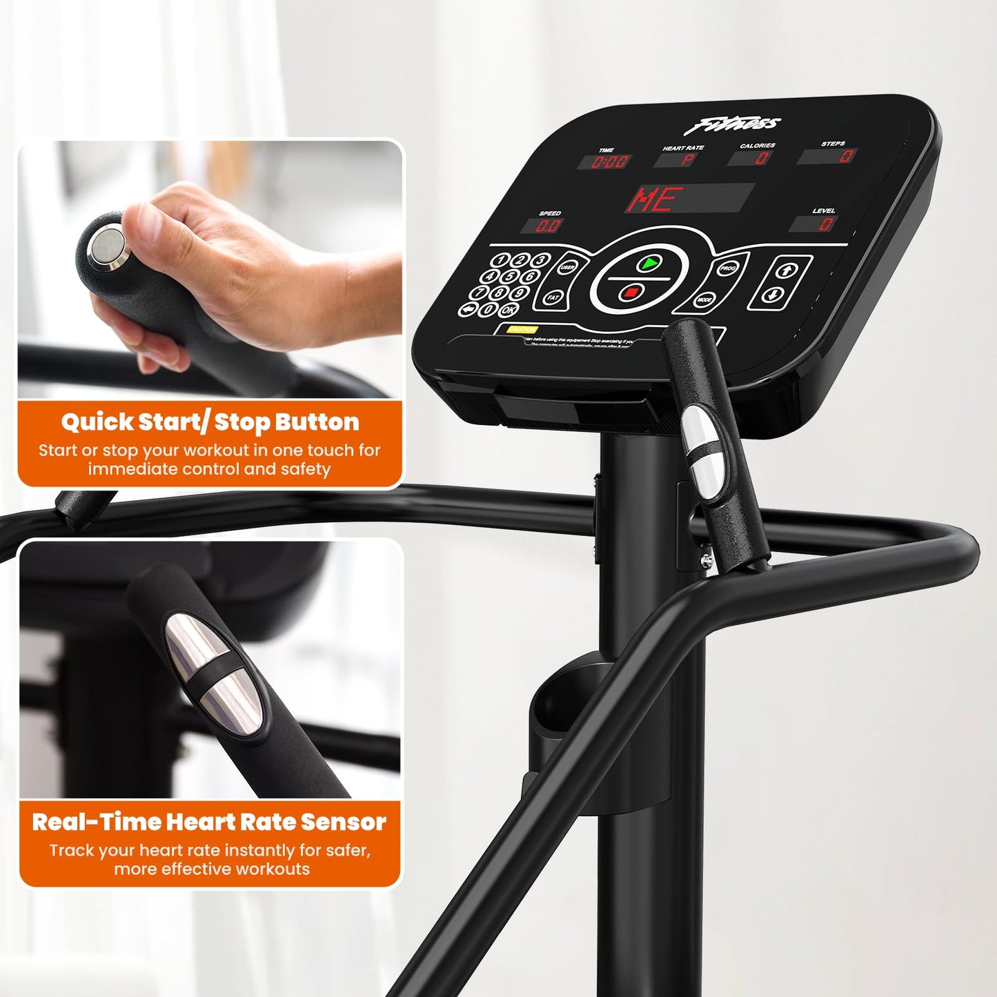 EFFICRAFT Stairmaster Machine with LED Screen, Commercial Grade Stair Climber, 15 Speed Levels Stair Master for Exercise at Home, 15-188 Steps/Min, White Iron Shell